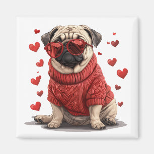 Valentines Day Pug Dog Magnet