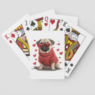 Valentines Day Pug Dog Playing Cards
