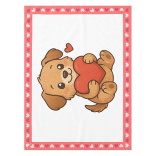 Valentine's Day puppy dog Tablecloth
