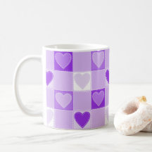 Valentine's Day Purple Quilted Hearts on Checks
