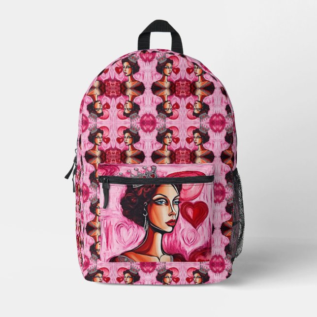 Valentine's Day Queen Printed Backpack (Front)