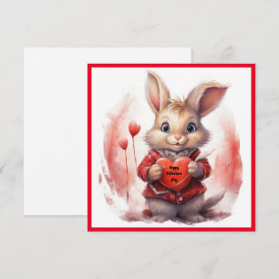 Valentine's Day Rabbit Flat Holiday Card