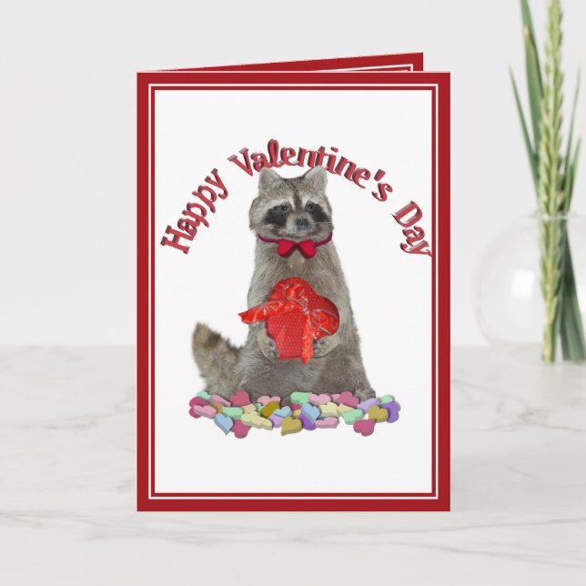 Valentine's Day  Racoon Bandit Holiday Card (Front)