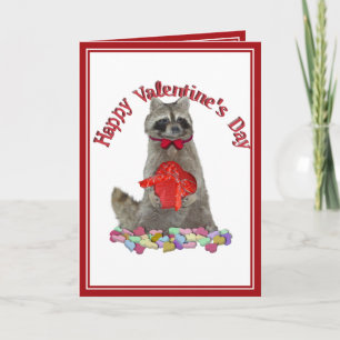 Valentine's Day  Racoon Bandit Holiday Card