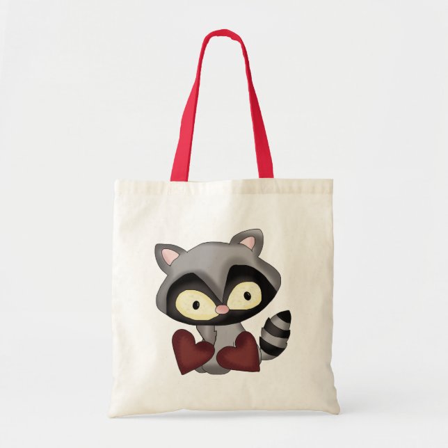 Valentine's Day Racoon tote bag (Front)