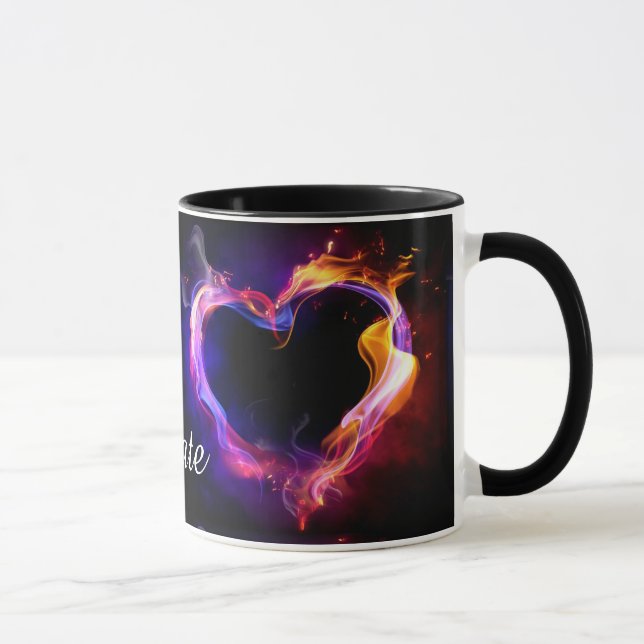 Valentine's Day Rainbow Heart Custom Name Mug Cup (Right)