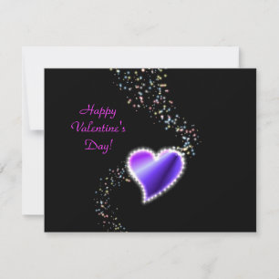 Valentine's Day -Rainbow Heart with Stars on black Holiday Card