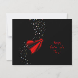 Valentine's Day -Rainbow Heart with Stars on black Holiday Card
