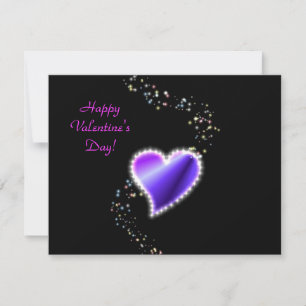 Valentine's Day -Rainbow Heart with Stars on black Holiday Card
