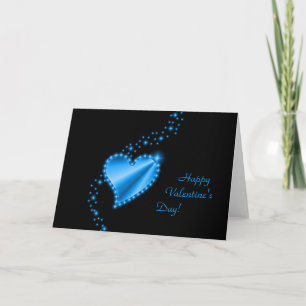 Valentine's Day -Rainbow Heart with Stars on black Holiday Card