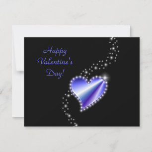 Valentine's Day -Rainbow Heart with Stars on black Holiday Card