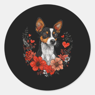 Valentine's Day Rat Terrier Dog Classic Round Sticker
