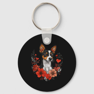 Valentine's Day Rat Terrier Dog Key Ring