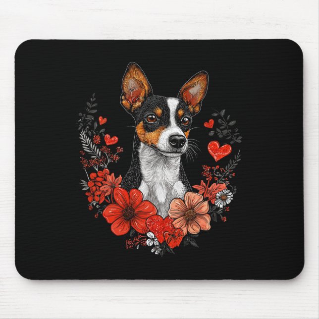 Valentine's Day Rat Terrier Dog  Mouse Pad (Front)