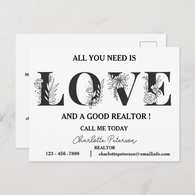  Valentines Day Real Estate Marketing Prospecting  Holiday Postcard (Front/Back)