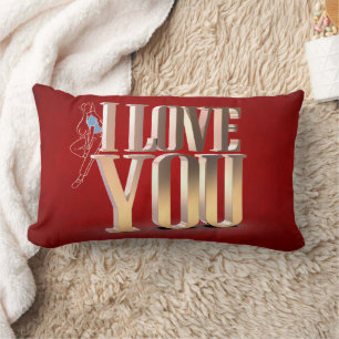 Valentine's Day Red 3D I Love You Throw Pillow