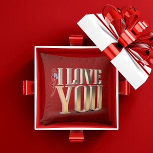 Valentine's Day Red 3D I Love You Throw Pillow