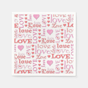 Valentine's Day Red and Pink Love Typography Napkin