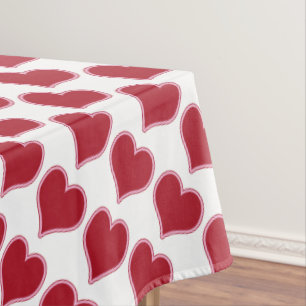 Valentine's Day Red And White Heart Pattern Love Tablecloth