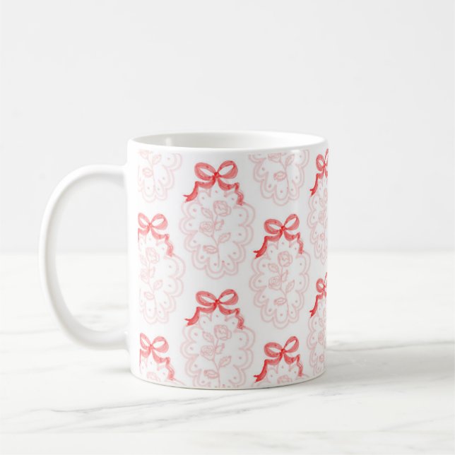 Valentines Day Red Bows & Roses  Mug (Left)
