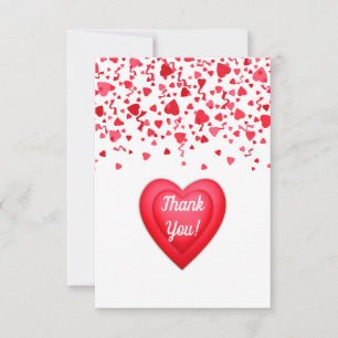 Valentine's Day Red Confetti Hearts Personalised Thank You Card