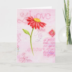 Valentine's Day Red Daisy with Love Card
