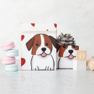 Valentine's day red dogs hearts Wrapping Paper