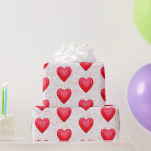 Valentine's Day Red Fancy Hearts  Wrapping Paper