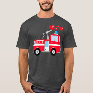 Valentines Day Red Firetruck For Toddlers Kids T-Shirt