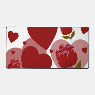 Valentine's day, Red heart and red roses Desk Mat