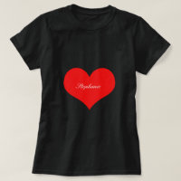 Valentine's Day Red Heart Black Monogram Custom