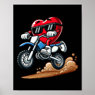 Valentine's Day Red Heart Dirt Bike Toddler Boys F Poster