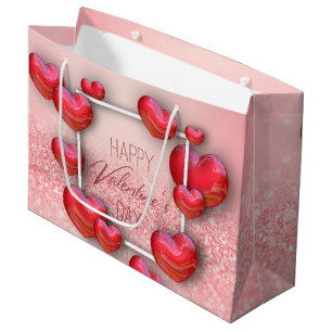 Valentine's Day Red Heart Glitter Large Gift Bag