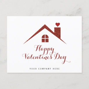  Valentine's Day Red Heart Realty House  Postcard