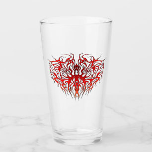 Valentine's Day Red Heart Tribal Tattoo Glass