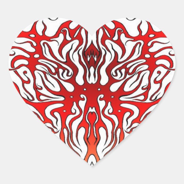 Valentine's Day Red Heart Tribal Tattoo Heart Sticker (Front)