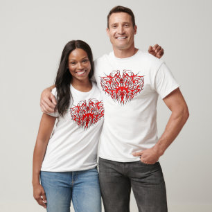Valentine's Day Red Heart Tribal Tattoo T-Shirt