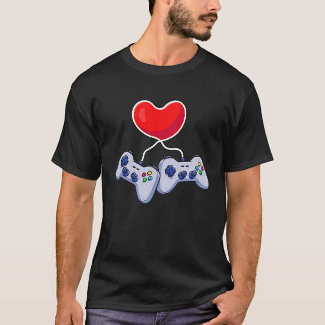 Valentines Day Red Heart Video Game  Love Gamer Bo T-Shirt (Front)