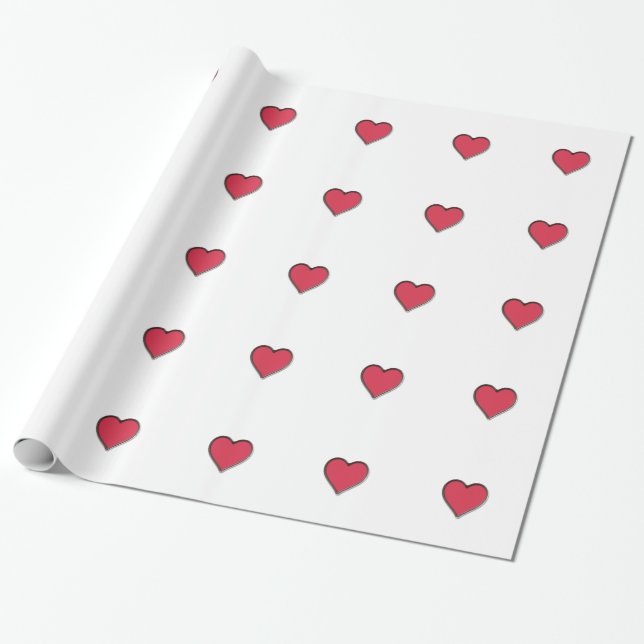 Valentine's Day Red Heart Wrapping Paper (Unrolled)