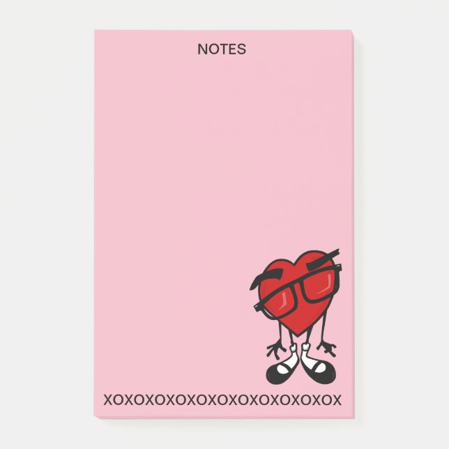 VALENTINE'S DAY RED HEART XOXO POST-IT NOTEPAD (Front)
