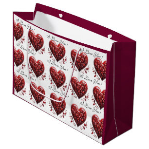 Valentine's Day Red Hearts I Love You Large Gift Bag