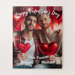 Valentines Day   Red Hearts LGBT Custom Photo  Jigsaw Puzzle