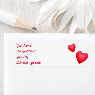 Valentine's Day Red Hearts  Return Address Label