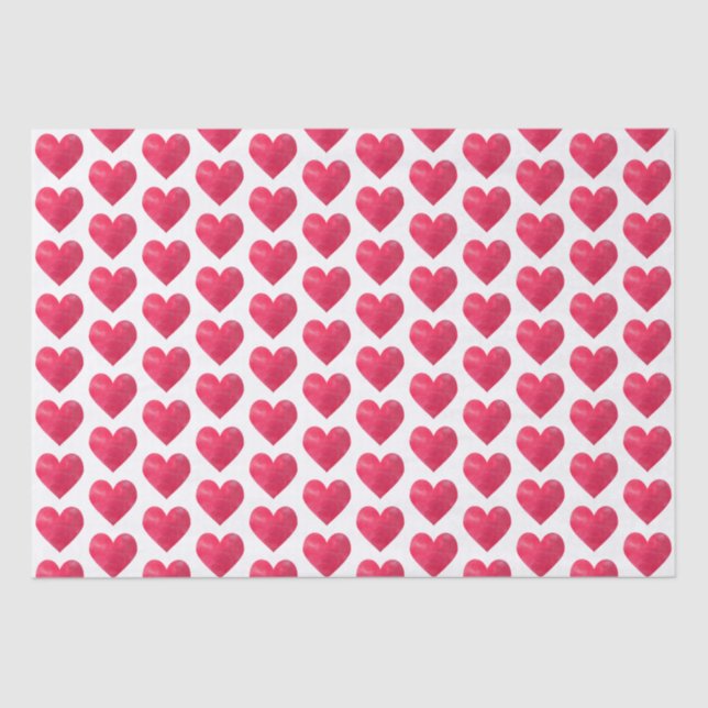 Valentines Day Red Hearts Stylish Pattern Tissue Paper (Front)