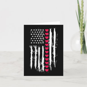 Valentines Day Red Hearts Us American Flag Patriot Card