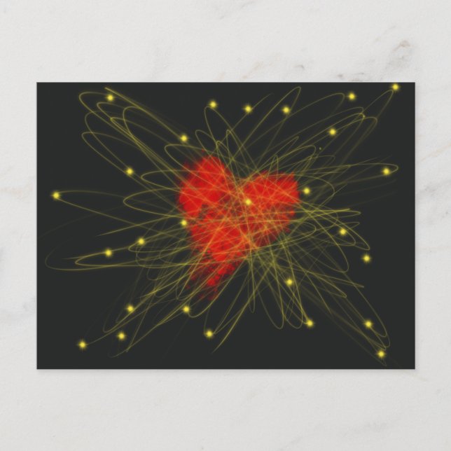 Valentines Day Red Love Heart Abstract Art Postcard (Front)
