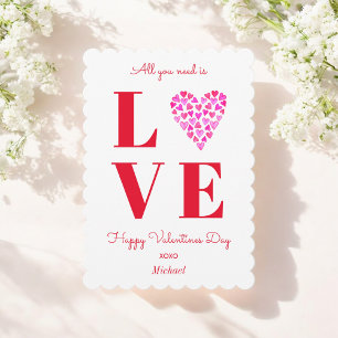 Valentines Day Red Love Heart Bold Holiday Card