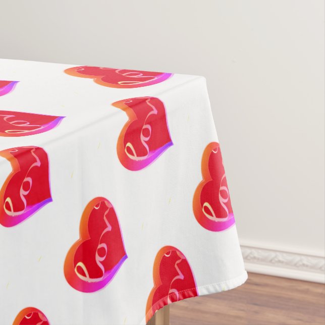 Valentine's Day Red Love Heart   Tablecloth (In Situ)