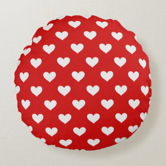 Valentines Day Red Love Hearts Round Pillow