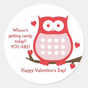 Valentine's Day Red Owl Candy Favour Sticker